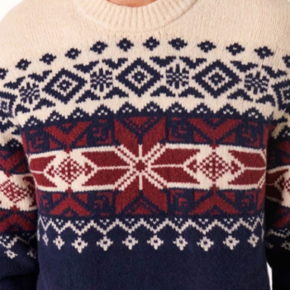 Abercrombie & Fitch, Holiday Pattern Crew Sweater, off White Pattern - Picture 3 of 7